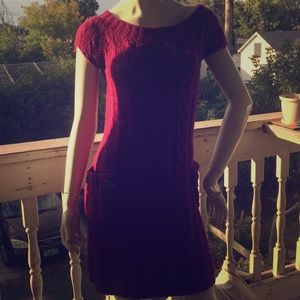 Maroon Sweater Dress w/ Scoop-neck- Size Medium